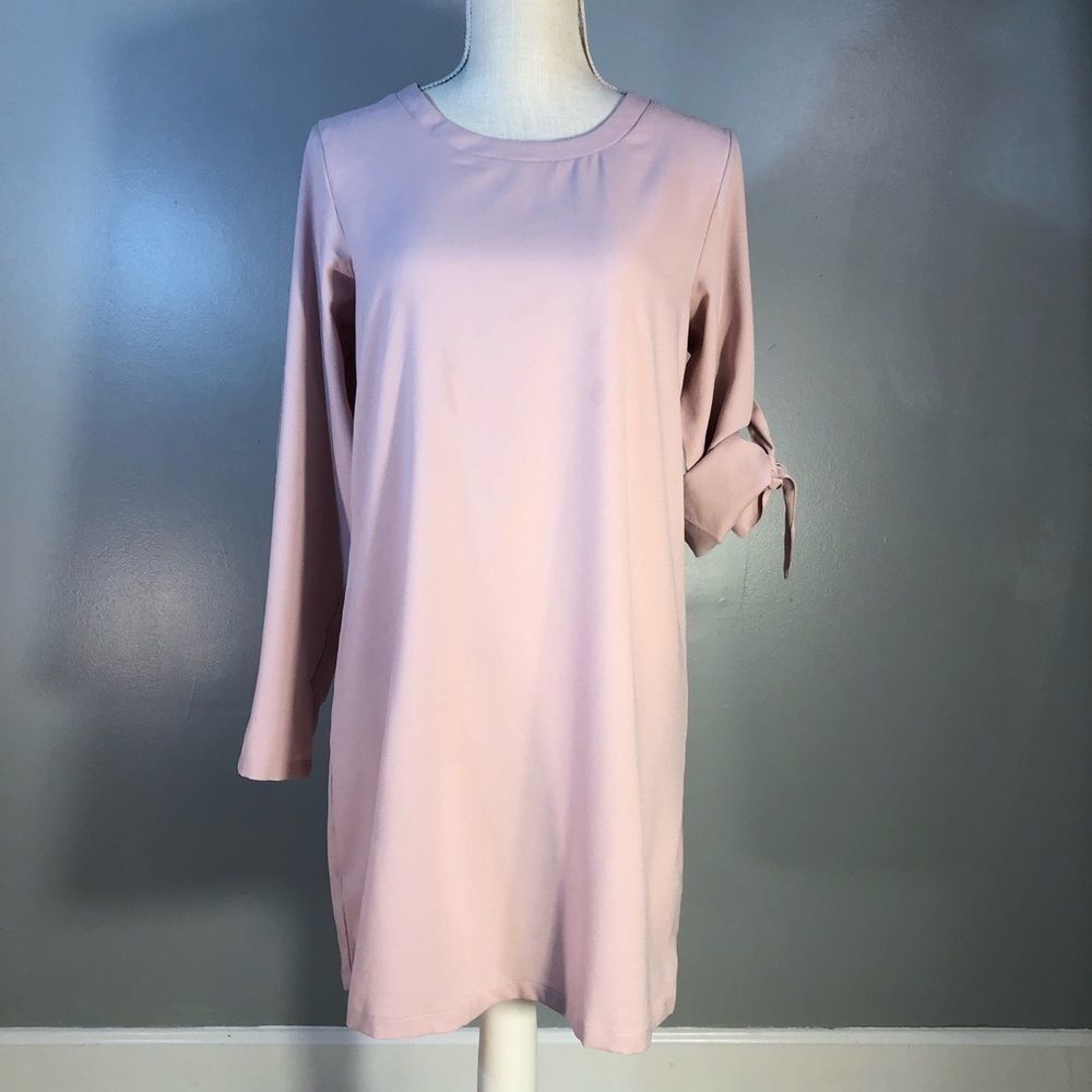 YOINS Mauve Pink Roll up Sleeves or wear up or Down Sheath Dress S👍